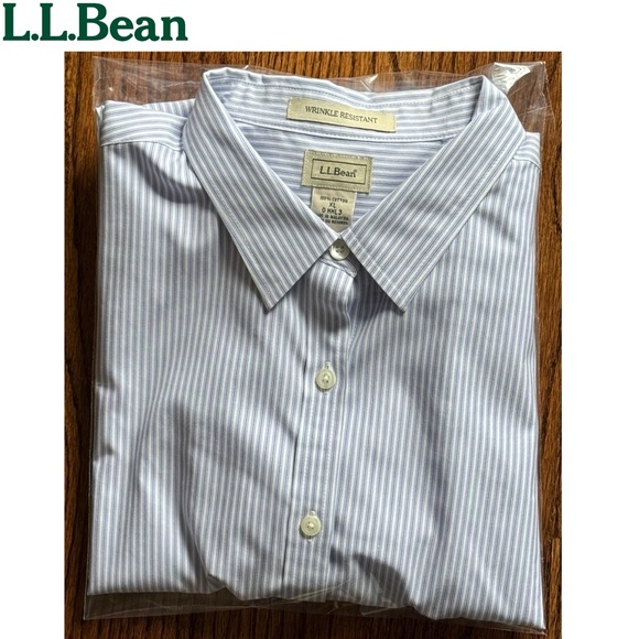 NEW - L.L. Bean Women's Wrinkle-Free Pinpoint Shirt, Long Sleeve Striped Size XL - Picture 2 of 6